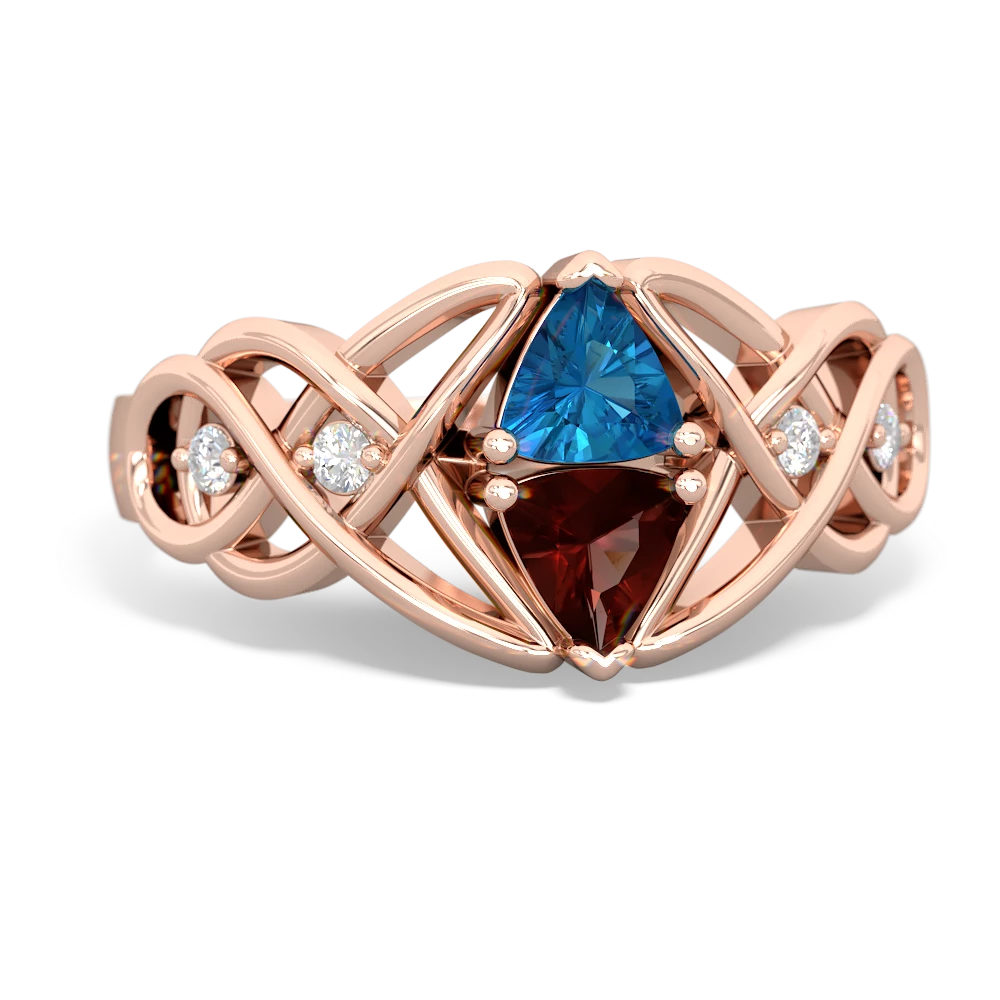 London Topaz Keepsake Celtic Knot 14K Rose Gold ring R5300