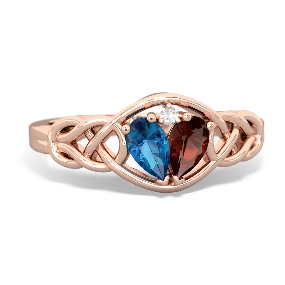 London Topaz Celtic Love Knot 14K Rose Gold ring R5420