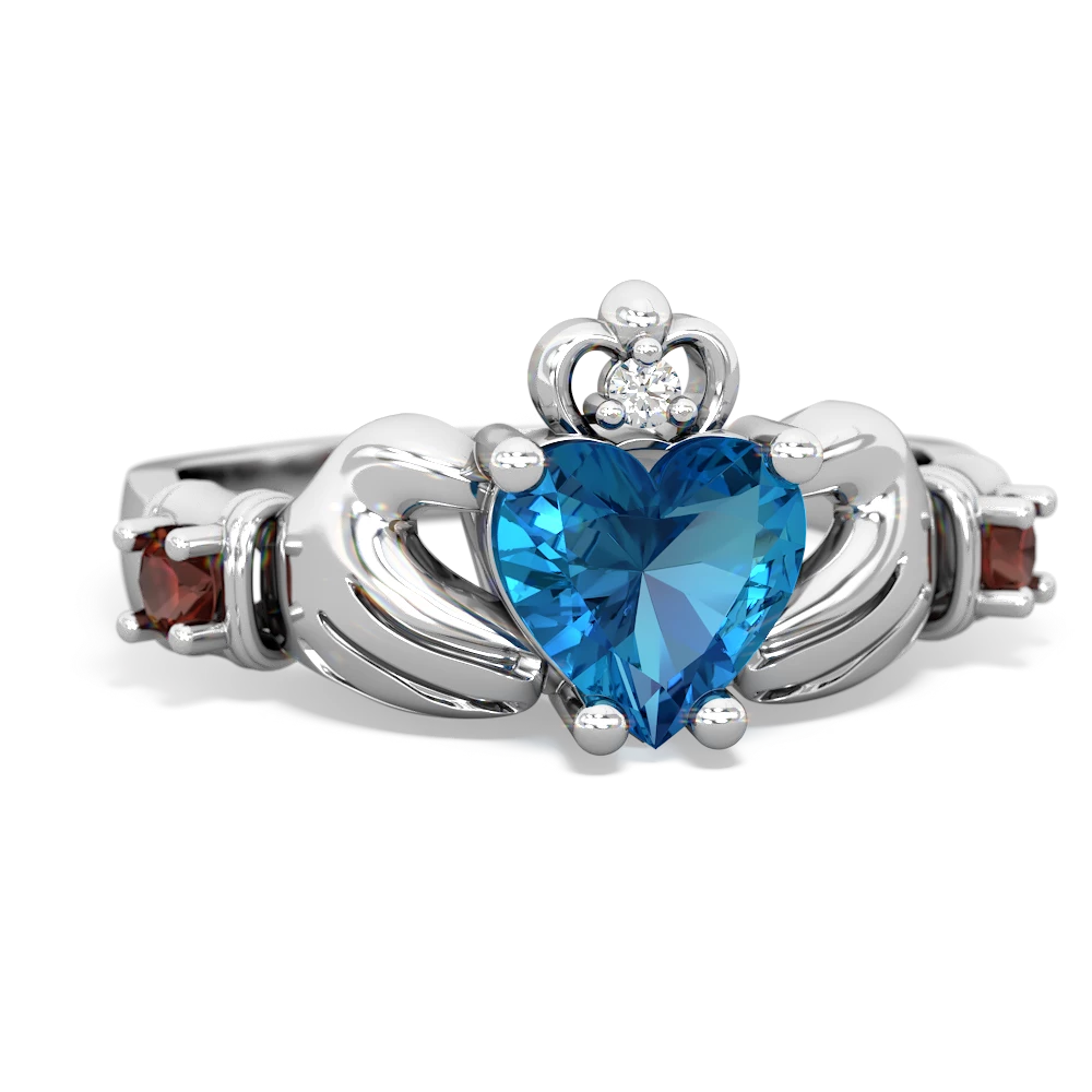 London Topaz Claddagh Keepsake 14K White Gold ring R5245