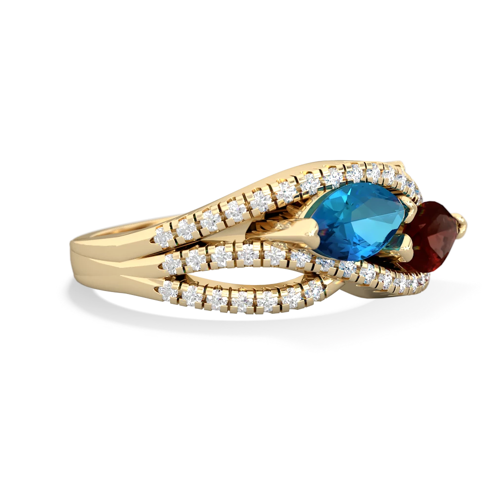 London Topaz Diamond Rivers 14K Yellow Gold ring R3070