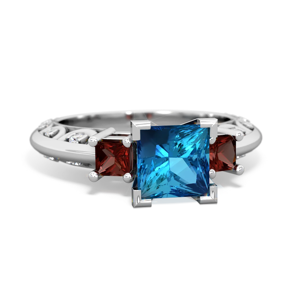 London Topaz Eternal Embrace Engagement 14K White Gold ring C2001