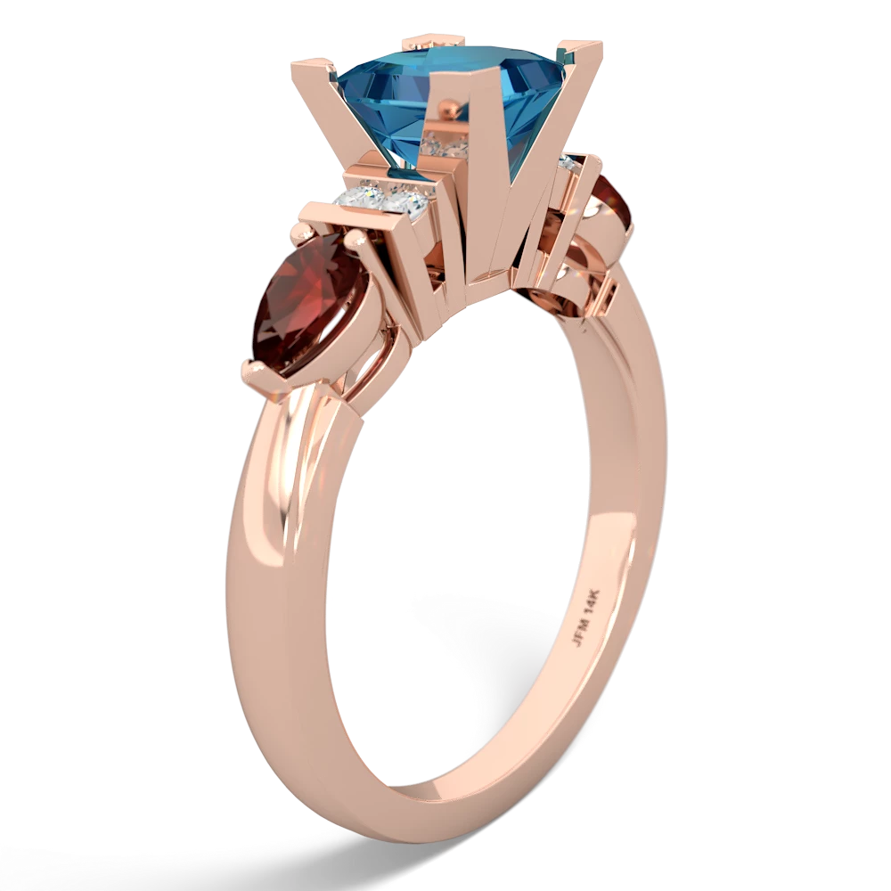 London Topaz 6Mm Princess Eternal Embrace Engagement 14K Rose Gold ring C2002