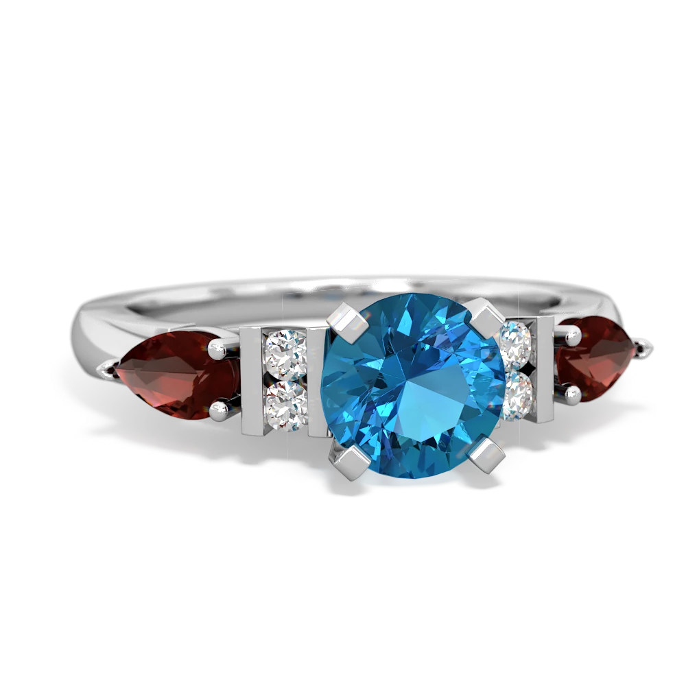 London Topaz 6Mm Round Eternal Embrace Engagement 14K White Gold ring R2005