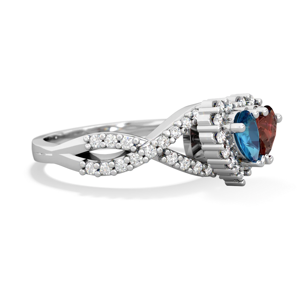 London Topaz Diamond Twist 'One Heart' 14K White Gold ring R2640HRT