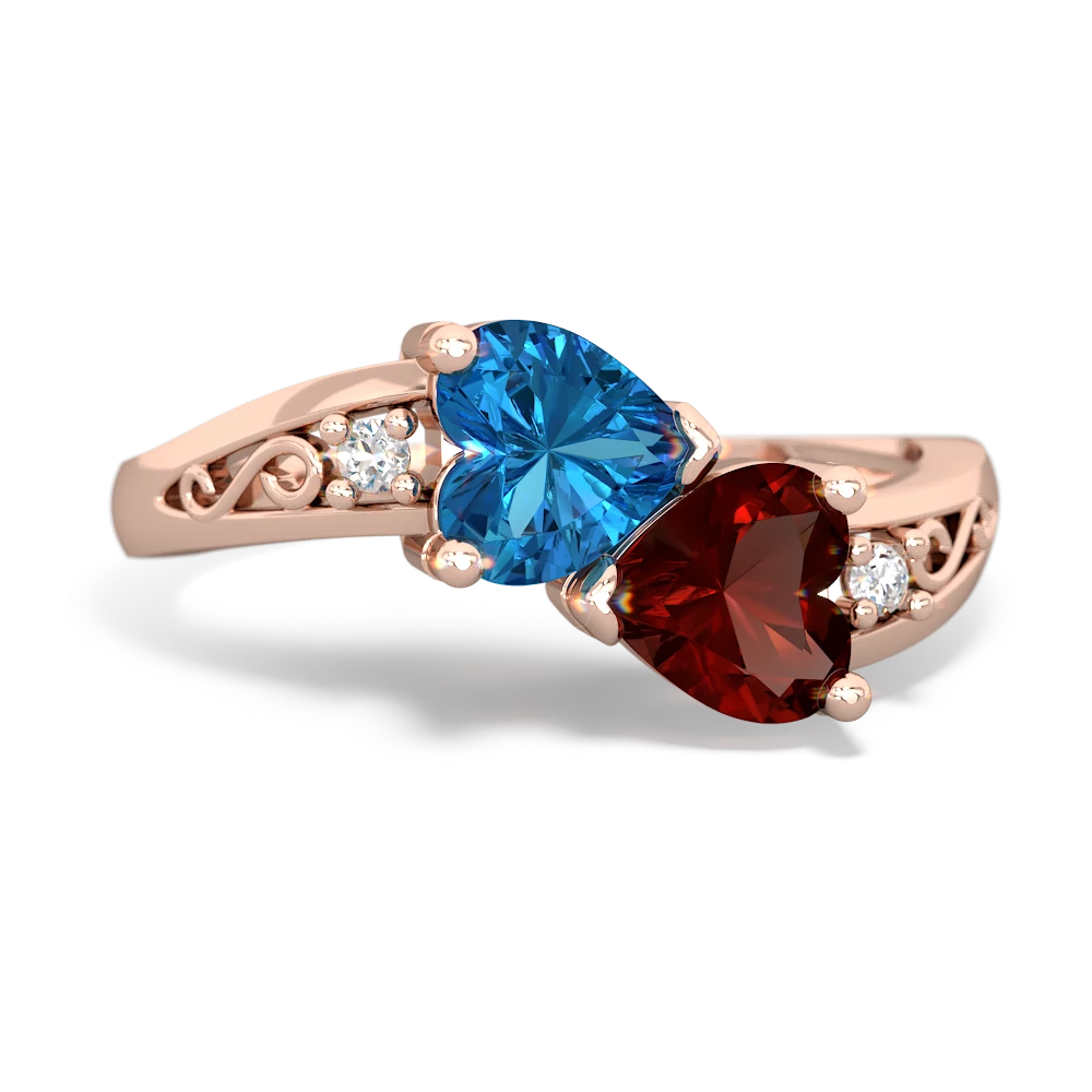 London Topaz Snuggling Hearts 14K Rose Gold ring R2178