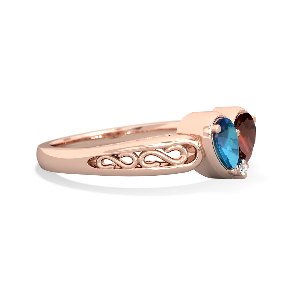 London Topaz Filligree 'One Heart' 14K Rose Gold ring R5070