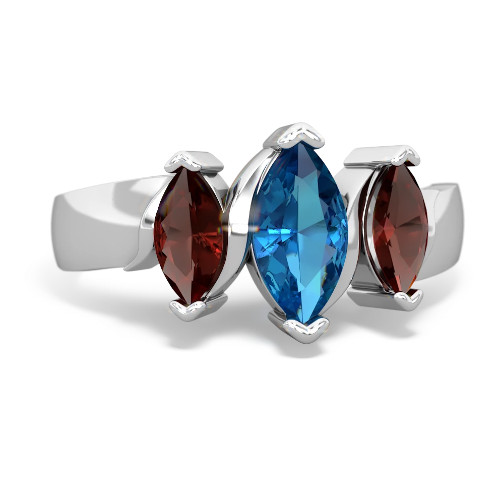 London Topaz Three Peeks 14K White Gold ring R2433