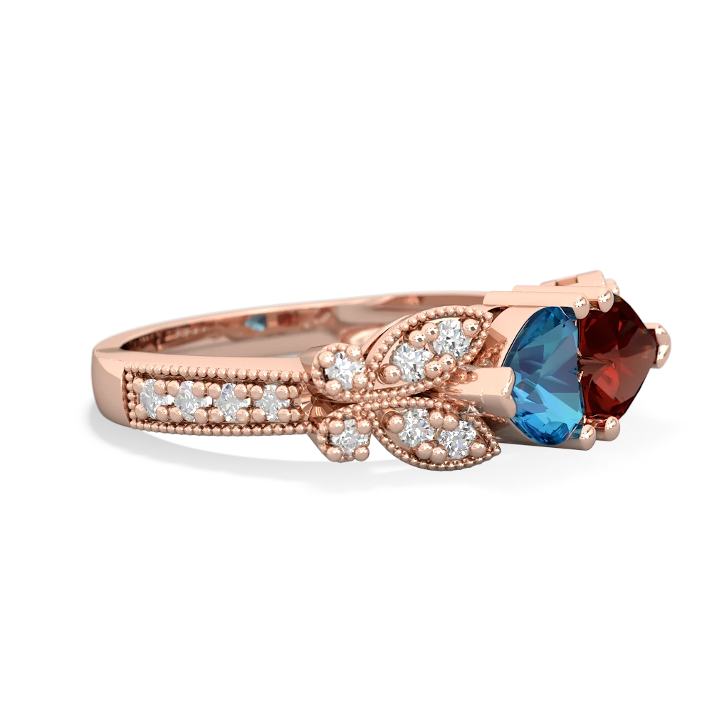 London Topaz Diamond Butterflies 14K Rose Gold ring R5601