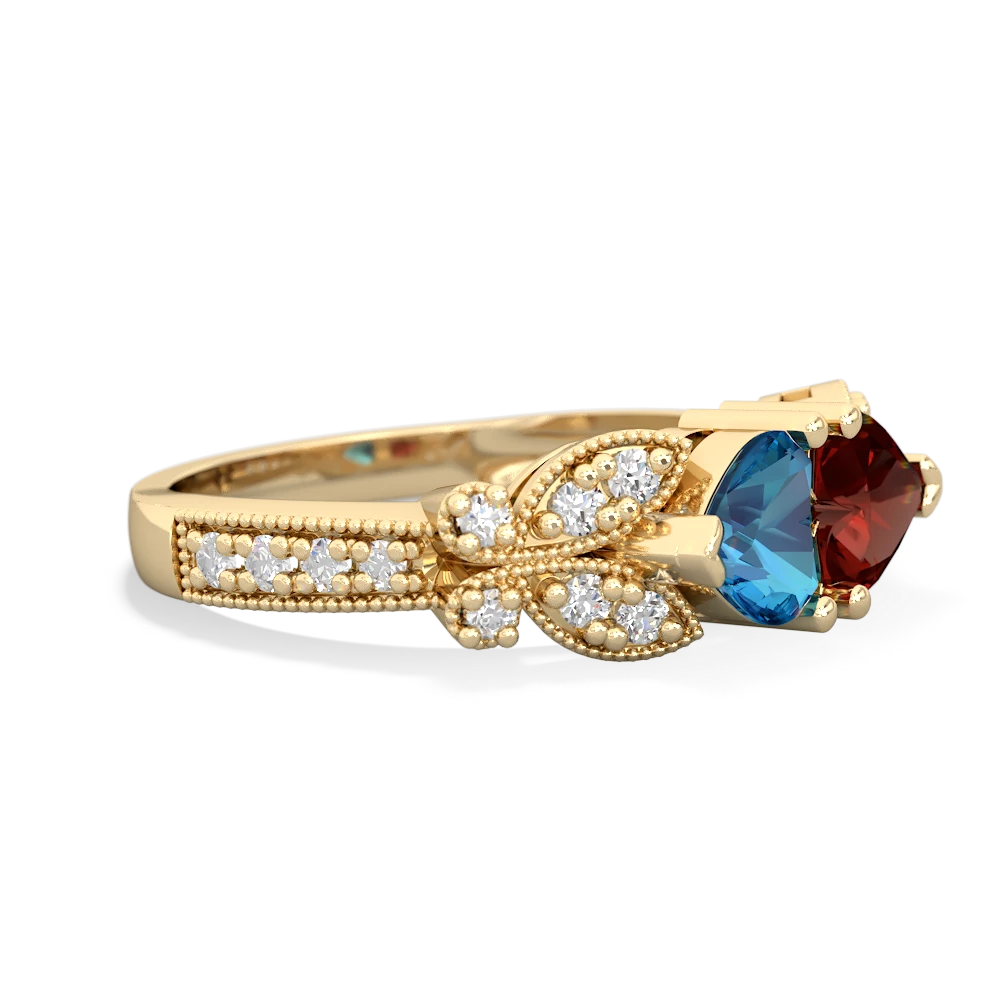 London Topaz Diamond Butterflies 14K Yellow Gold ring R5601