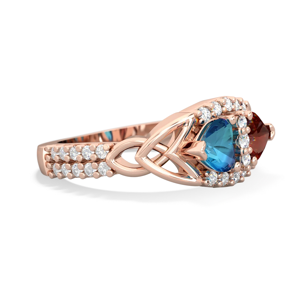 London Topaz Sparkling Celtic Knot 14K Rose Gold ring R2645