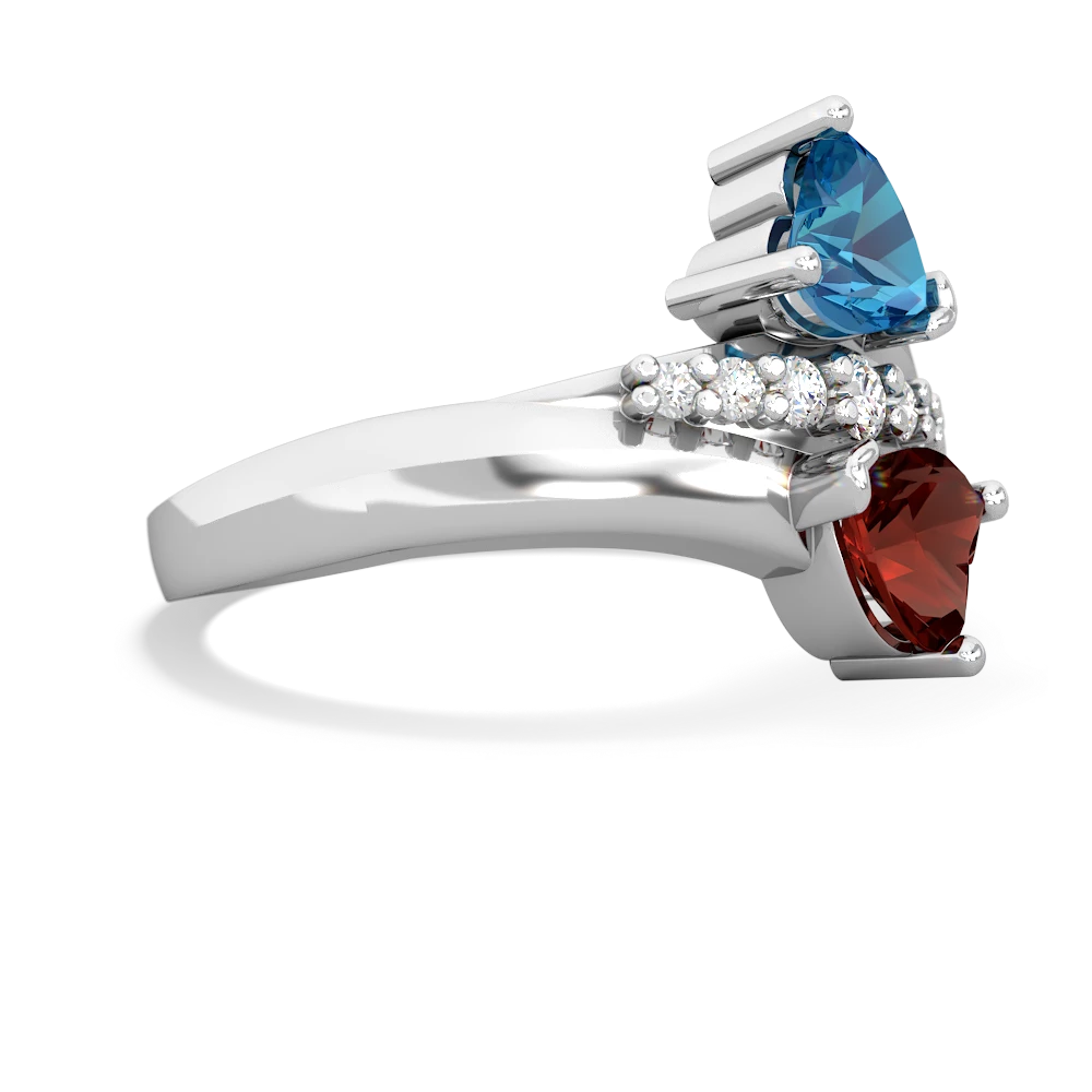 London Topaz Heart To Heart 14K White Gold ring R2064