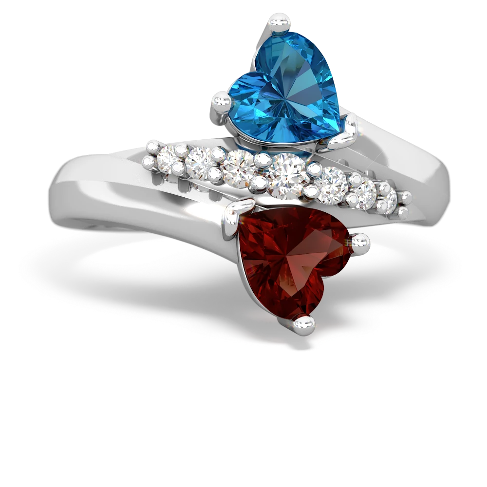 London Topaz Heart To Heart 14K White Gold ring R2064