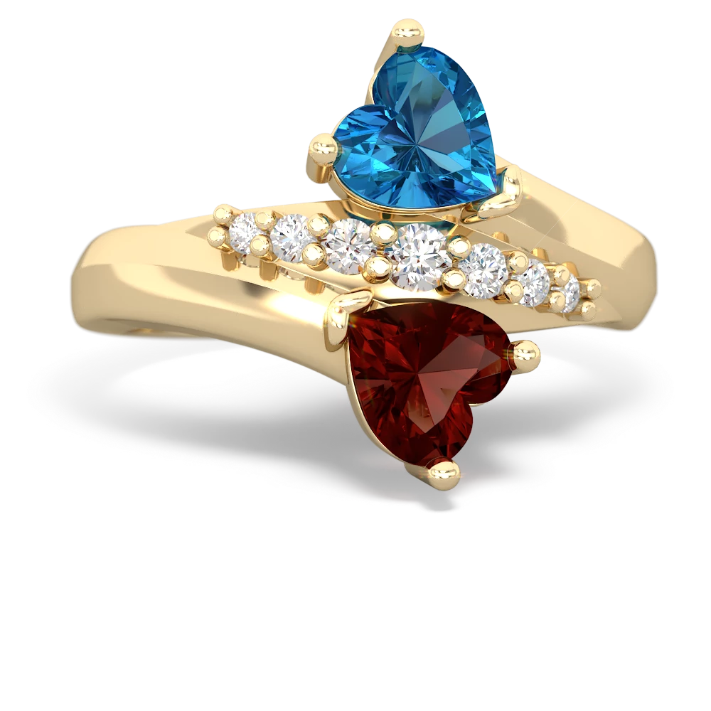 London Topaz Heart To Heart 14K Yellow Gold ring R2064