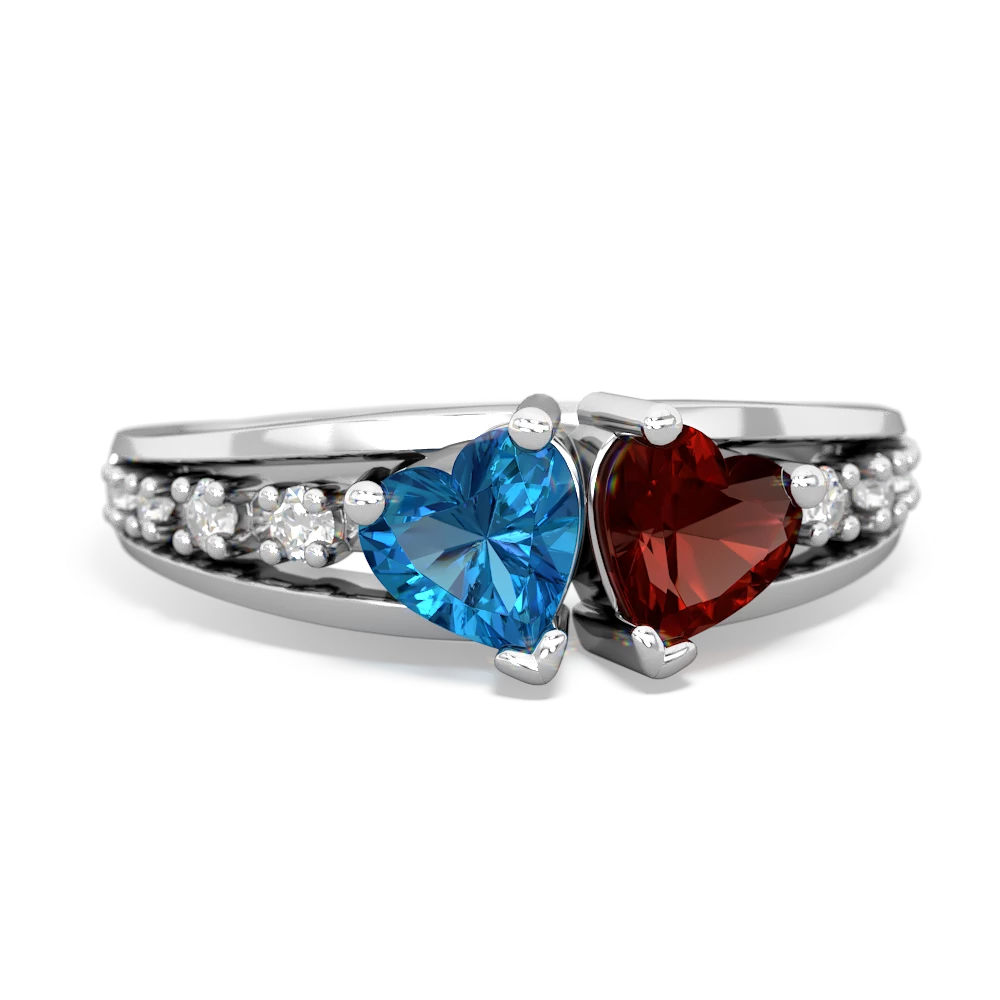 London Topaz Heart To Heart 14K White Gold ring R3342