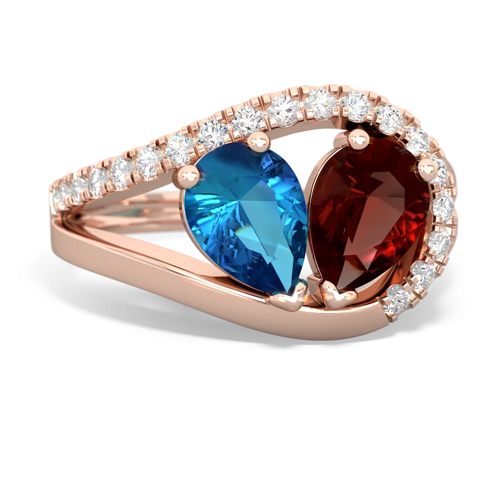 London Topaz Nestled Heart Keepsake 14K Rose Gold ring R5650