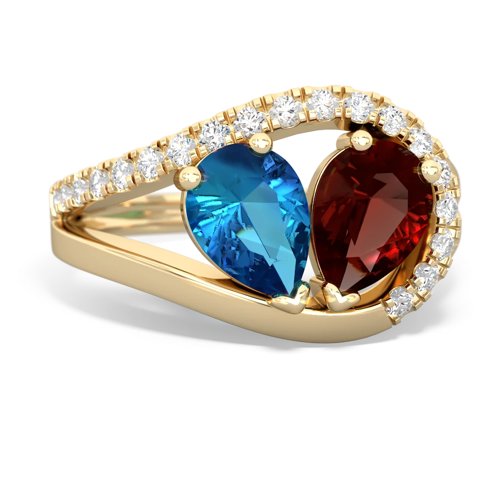 London Topaz Nestled Heart Keepsake 14K Yellow Gold ring R5650