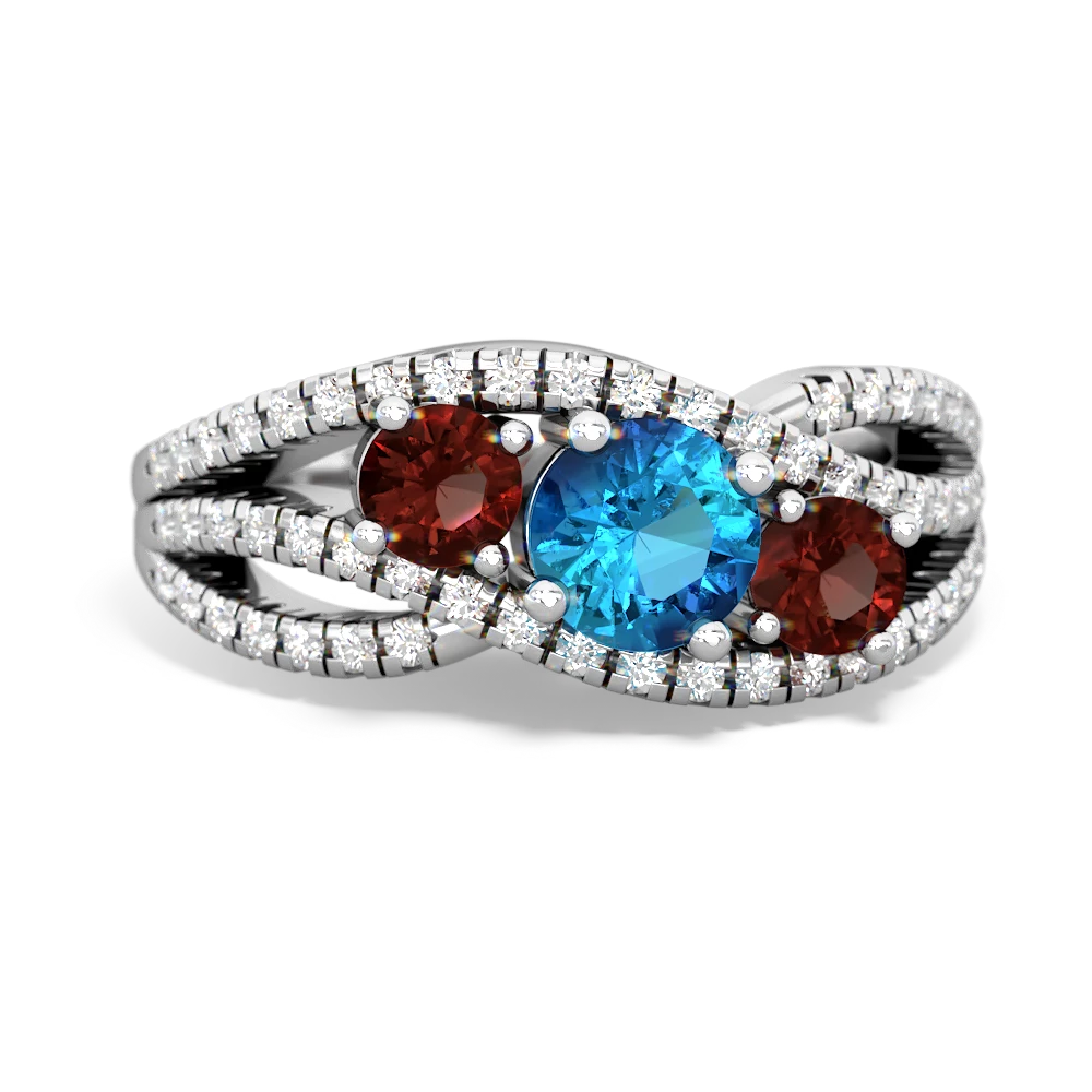 London Topaz Three Stone Aurora 14K White Gold ring R3080