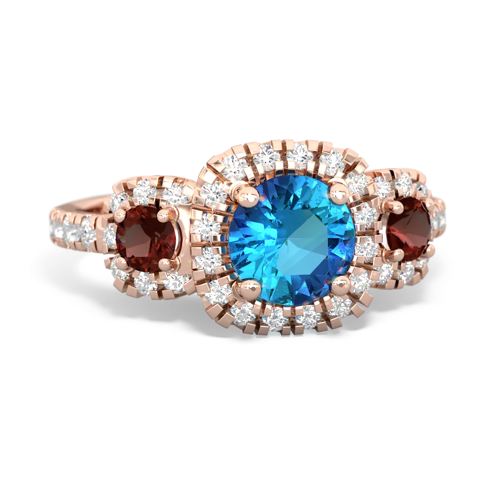 London Topaz Regal Halo 14K Rose Gold ring R5350