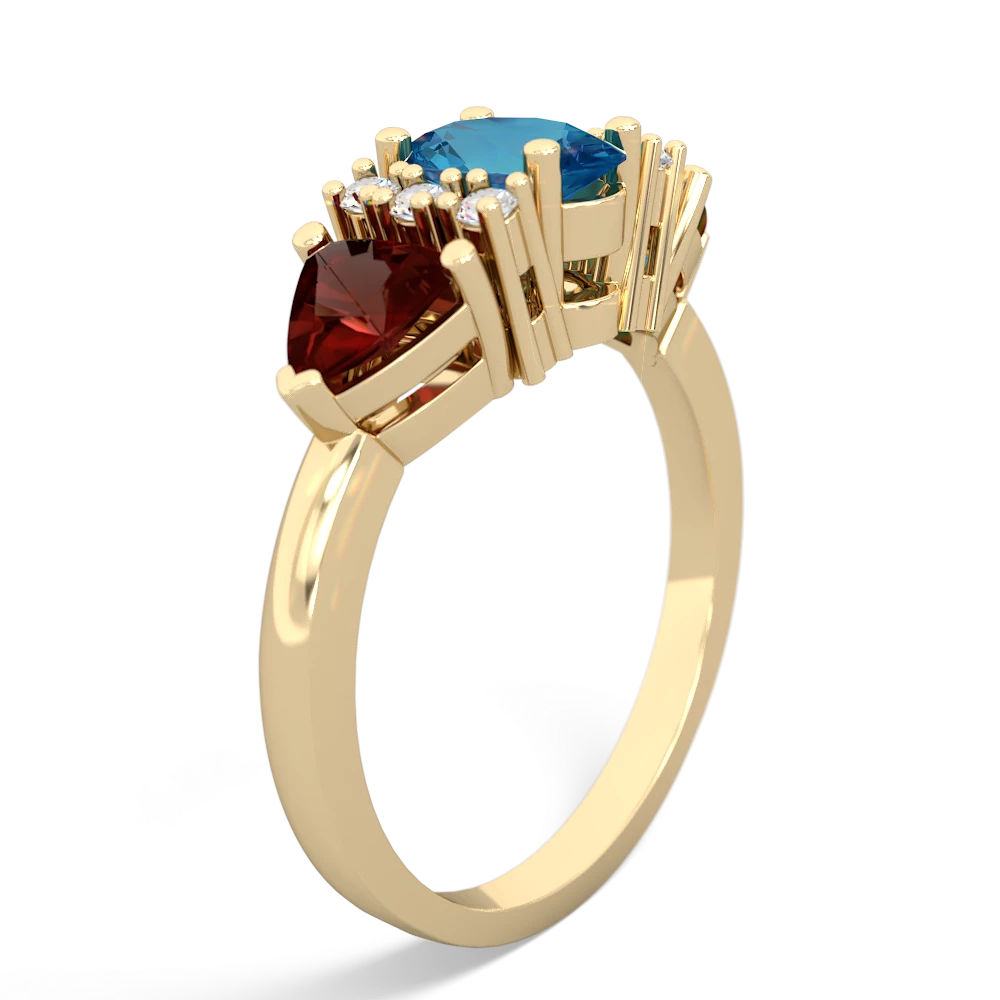 London Topaz Antique Style Three Stone 14K Yellow Gold ring R2186