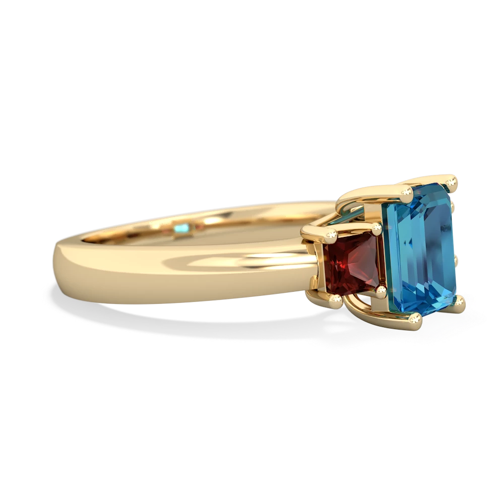 London Topaz Three Stone Emerald-Cut Trellis 14K Yellow Gold ring R4021