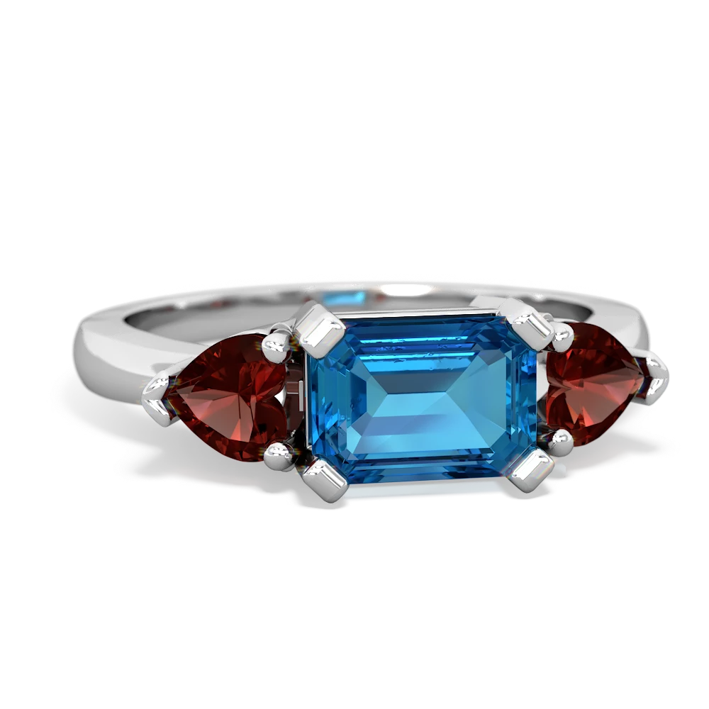 London Topaz Three Stone 14K White Gold ring R5235