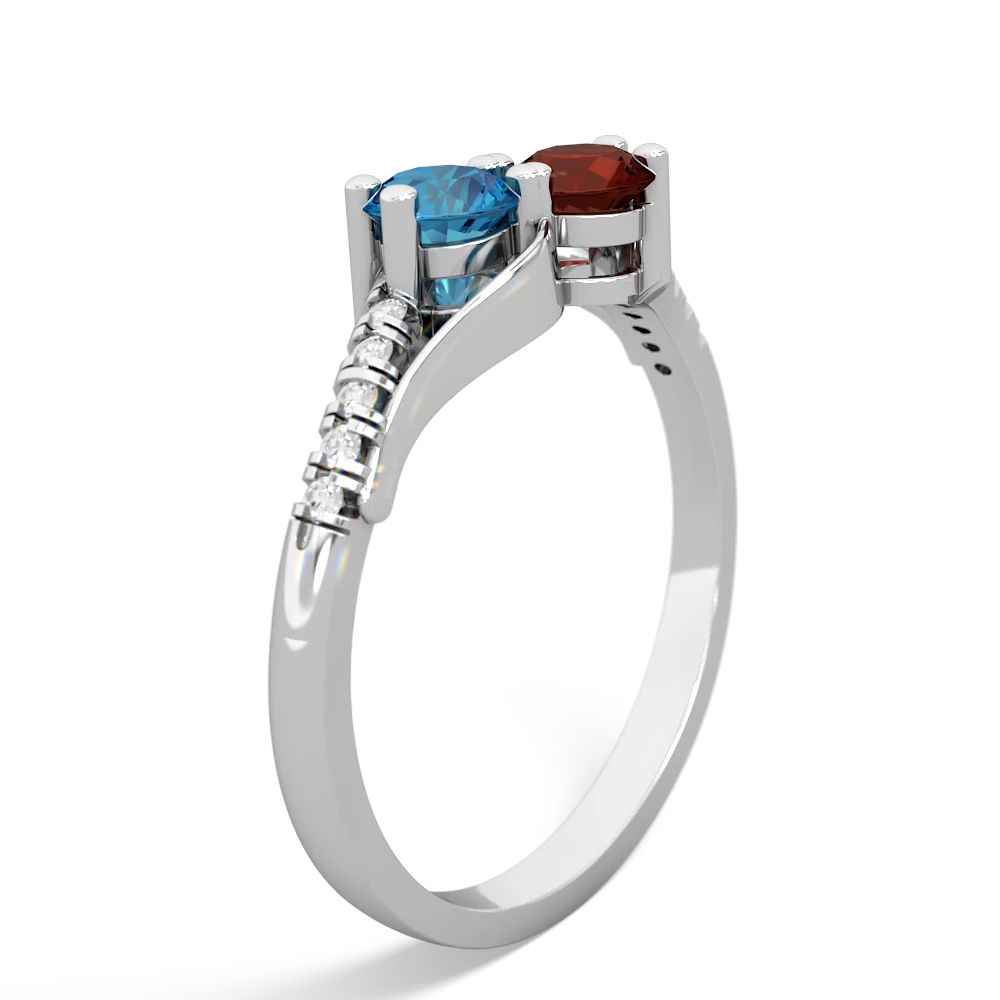 London Topaz Infinity Pave Two Stone 14K White Gold ring R5285