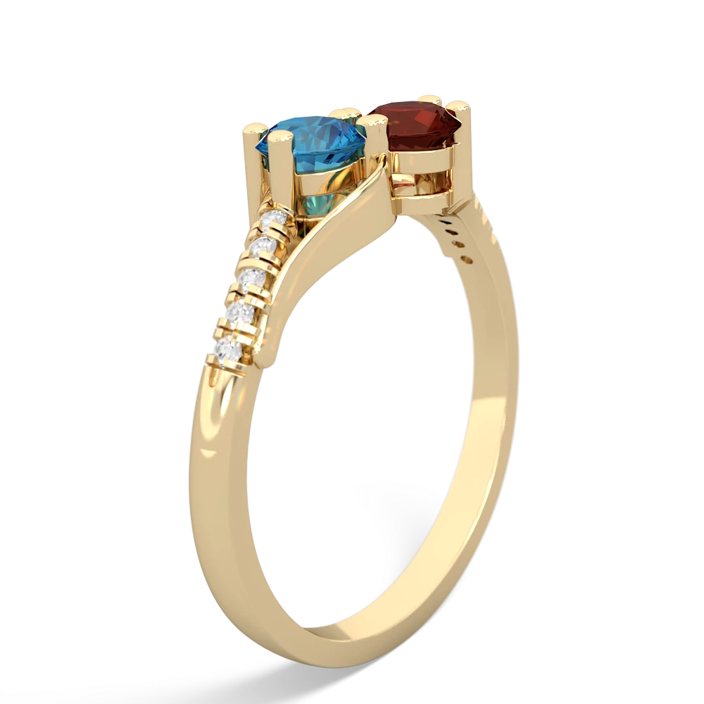 London Topaz Infinity Pave Two Stone 14K Yellow Gold ring R5285