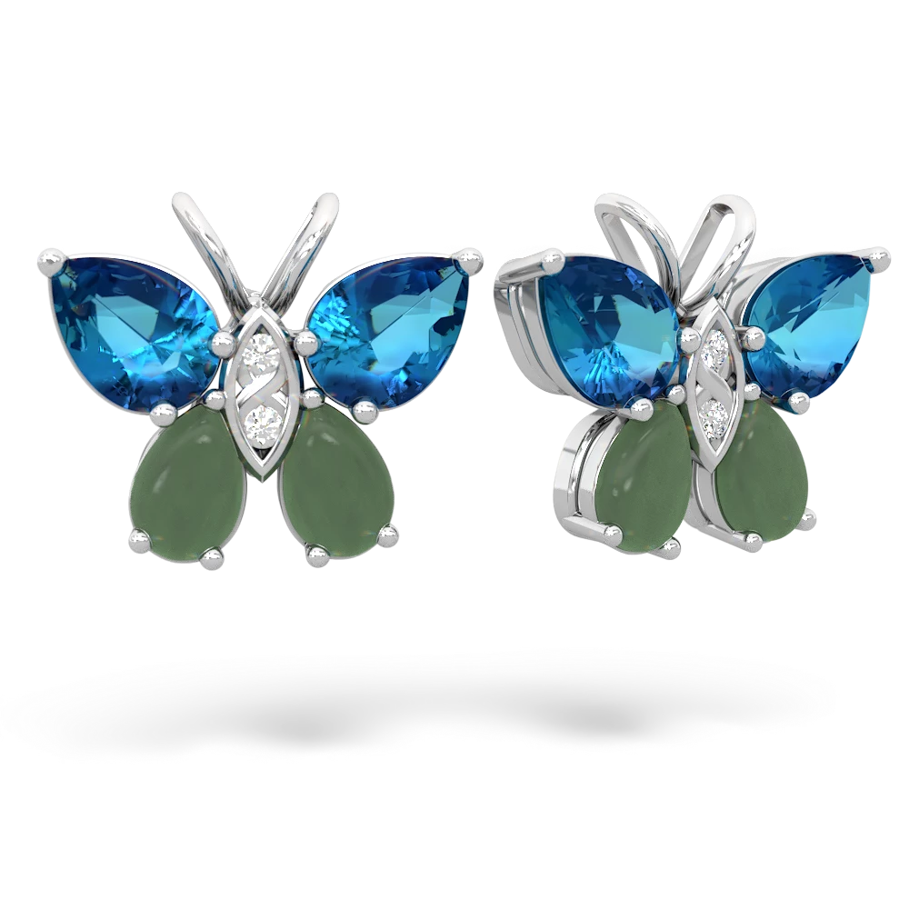 London Topaz Butterfly 14K White Gold earrings E2215