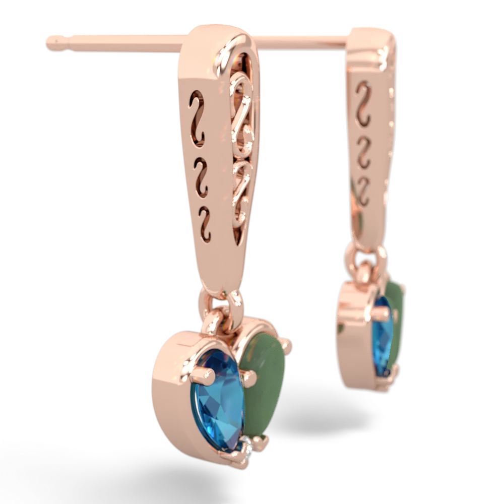 London Topaz Filligree Heart 14K Rose Gold earrings E5070