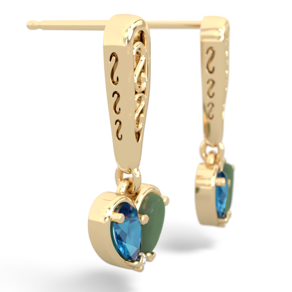 London Topaz Filligree Heart 14K Yellow Gold earrings E5070