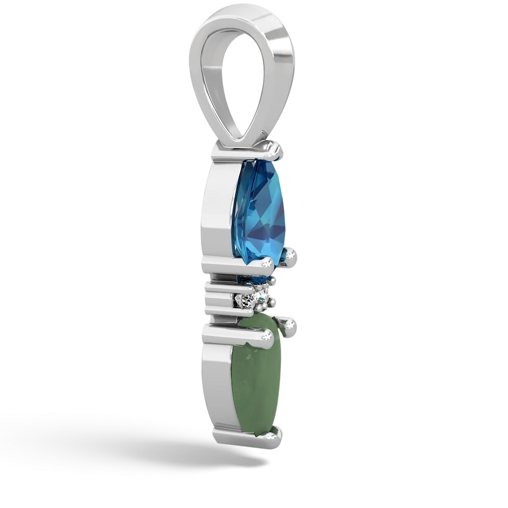 London Topaz Bowtie Drop 14K White Gold pendant P0865