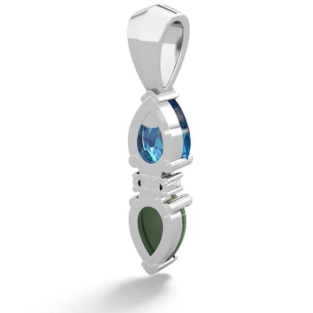 London Topaz Bowtie Drop 14K White Gold pendant P0865