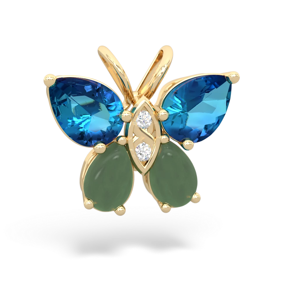 London Topaz Butterfly 14K Yellow Gold pendant P2215
