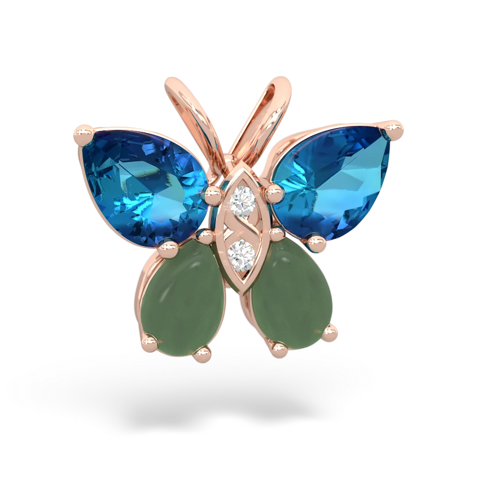 London Topaz Butterfly 14K Rose Gold pendant P2215