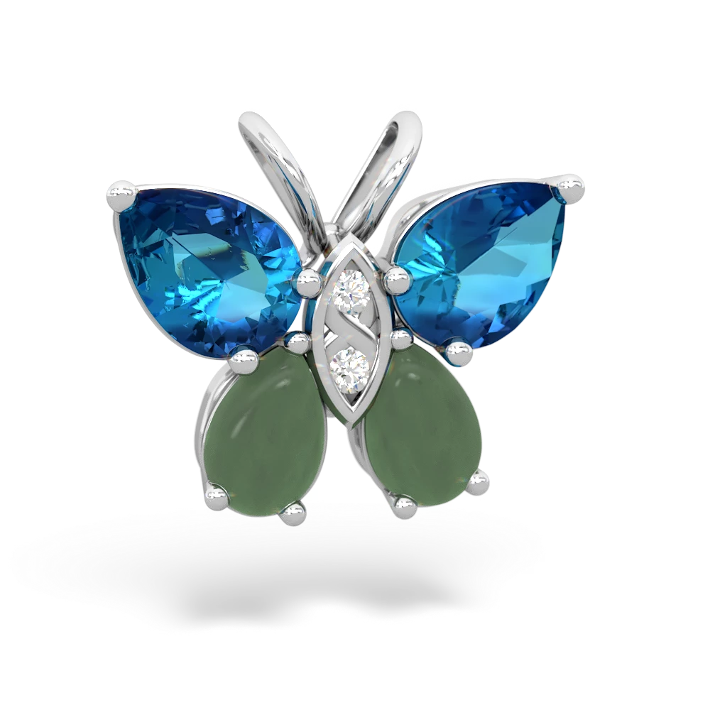 London Topaz Butterfly 14K White Gold pendant P2215