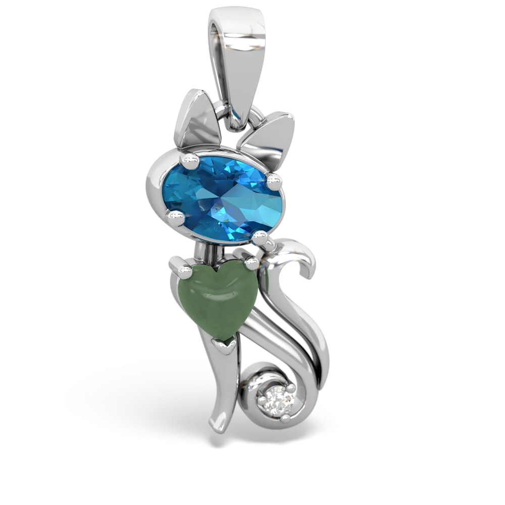 London Topaz Kitten 14K White Gold pendant P5780