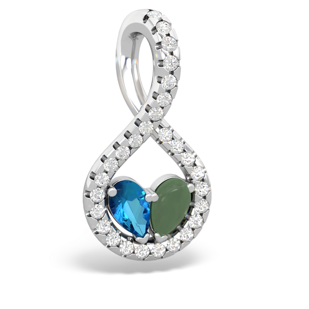 London Topaz Pave Twist 'One Heart' 14K White Gold pendant P5360