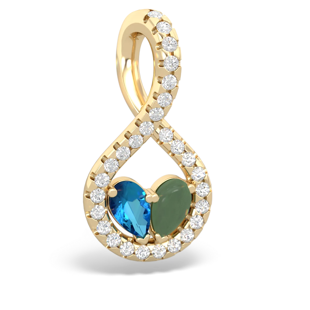 London Topaz Pave Twist 'One Heart' 14K Yellow Gold pendant P5360