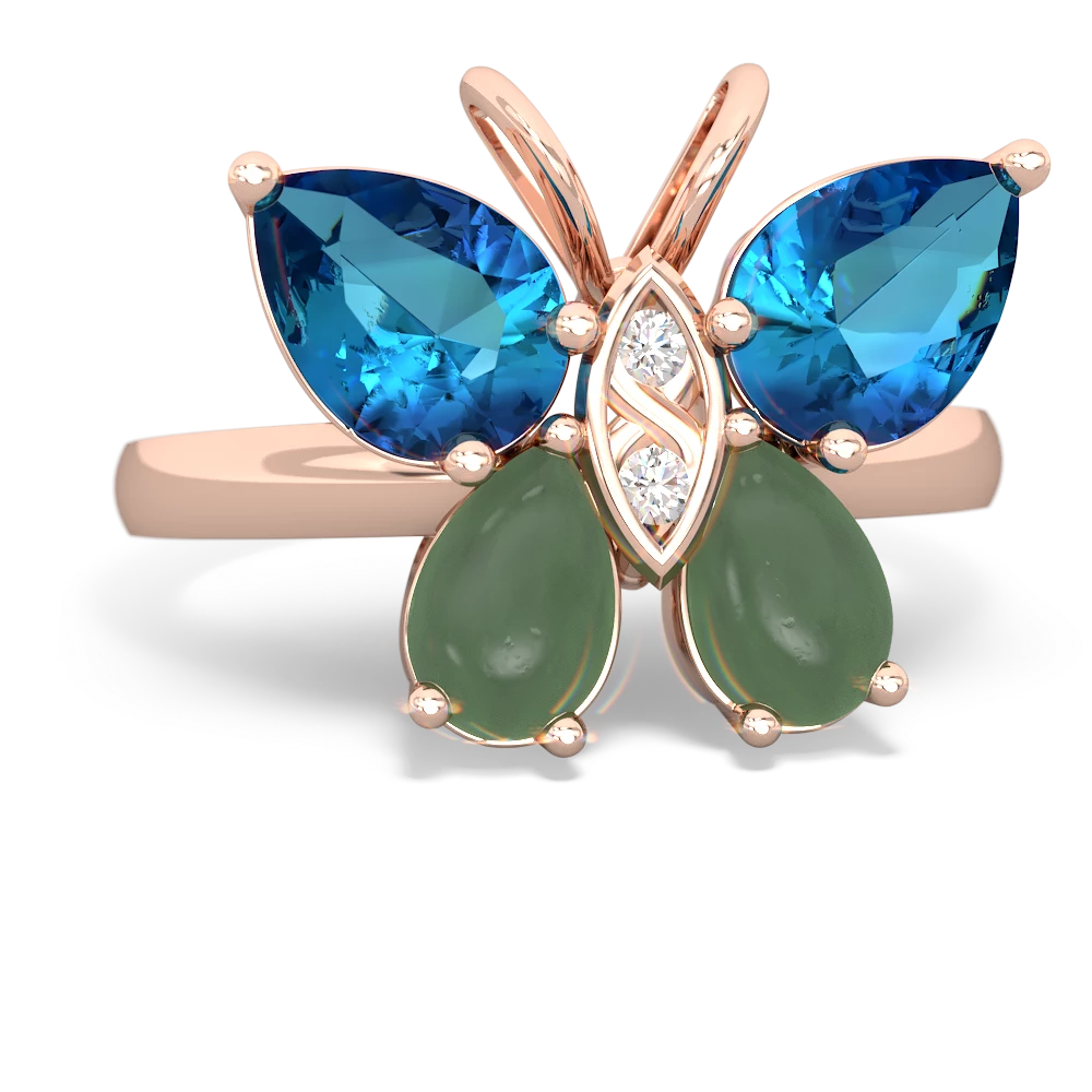 London Topaz Butterfly 14K Rose Gold ring R2215