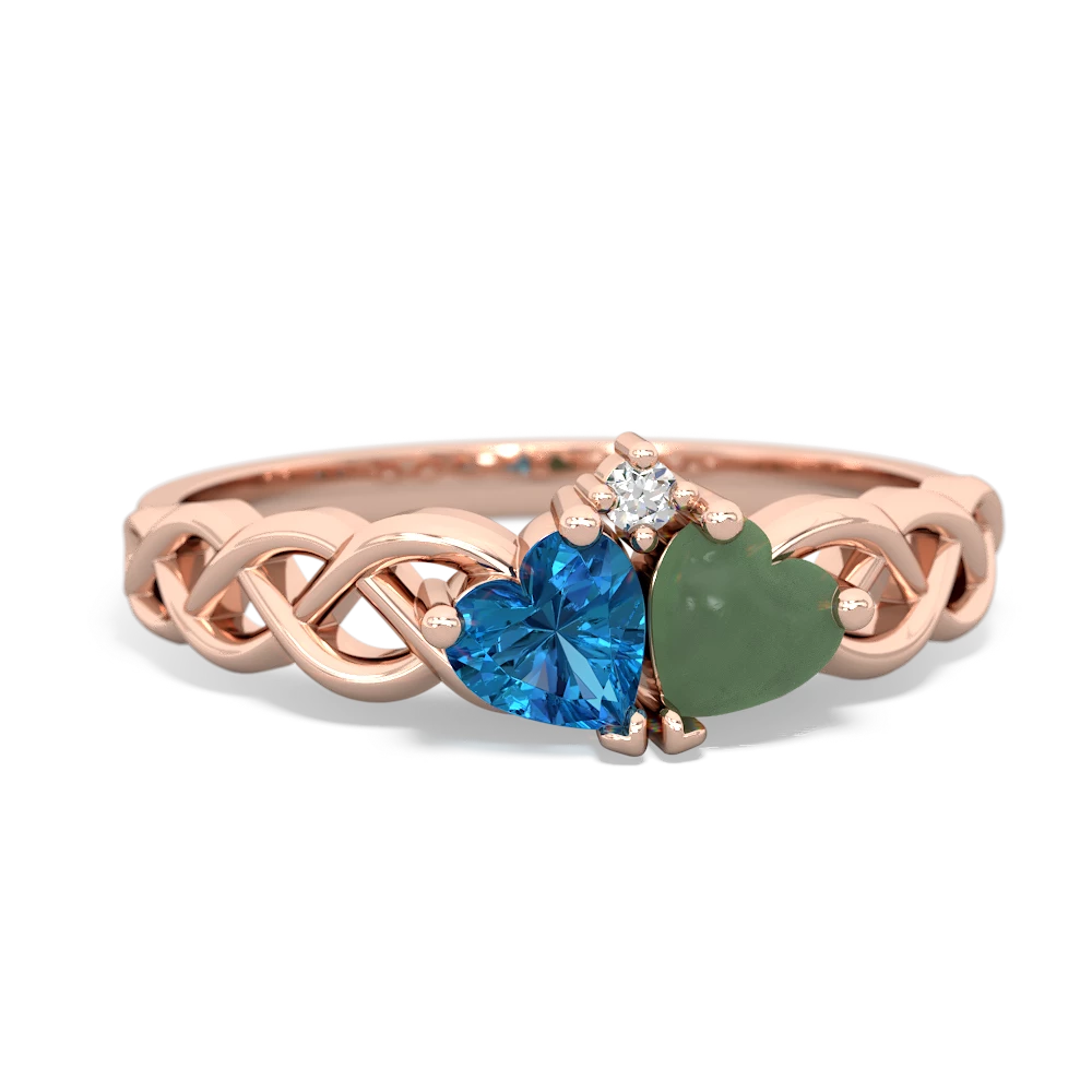 London Topaz Heart To Heart Braid 14K Rose Gold ring R5870