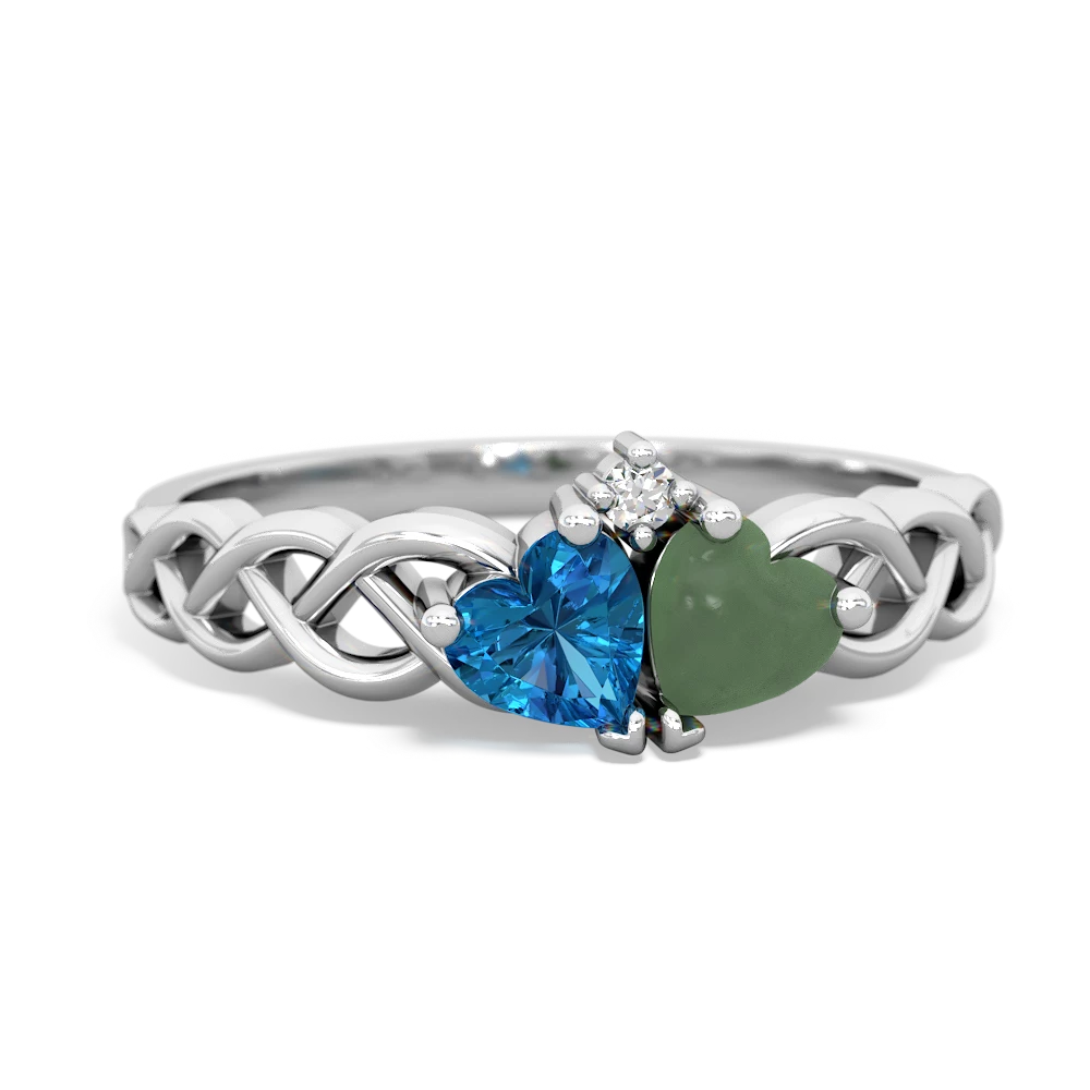 London Topaz Heart To Heart Braid 14K White Gold ring R5870