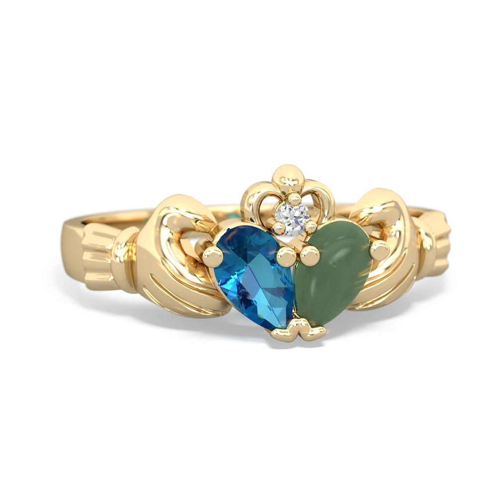 London Topaz 'Our Heart' Claddagh 14K Yellow Gold ring R2388