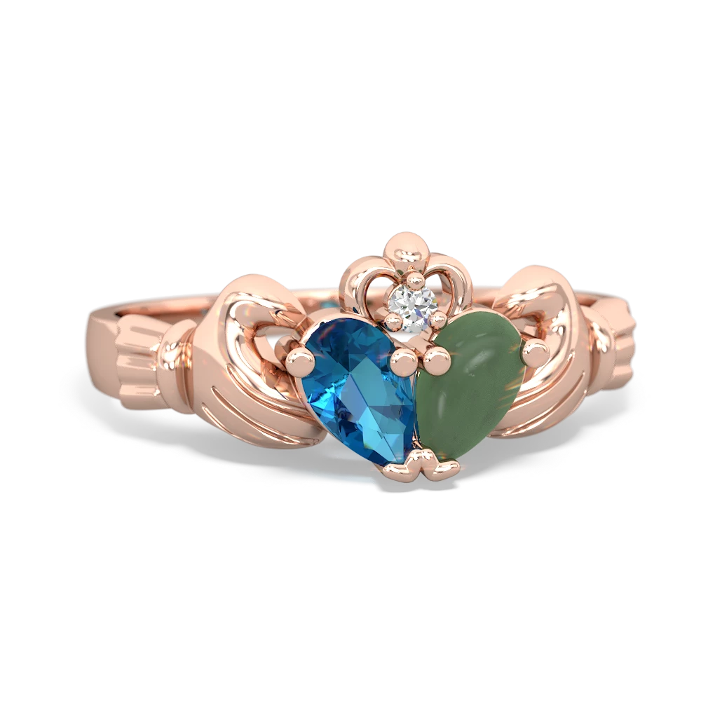 London Topaz 'Our Heart' Claddagh 14K Rose Gold ring R2388