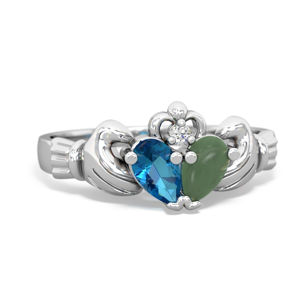 London Topaz 'Our Heart' Claddagh 14K White Gold ring R2388