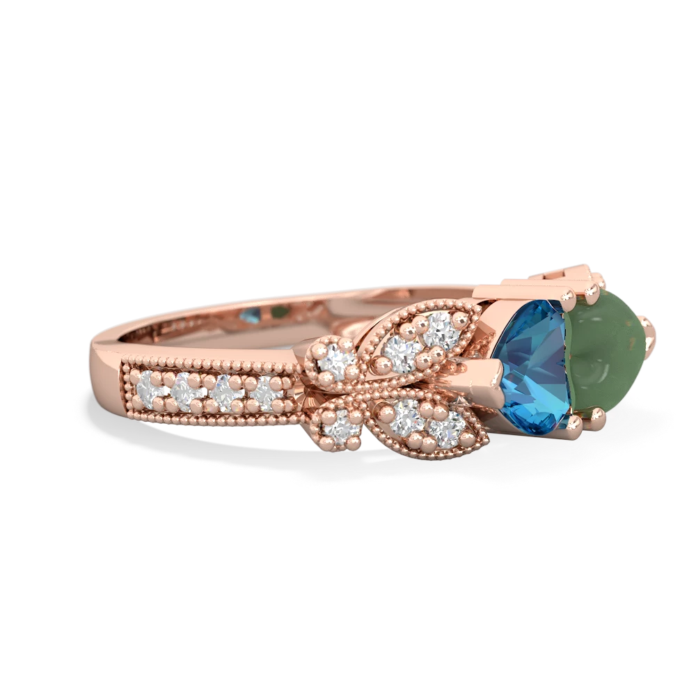 London Topaz Diamond Butterflies 14K Rose Gold ring R5601