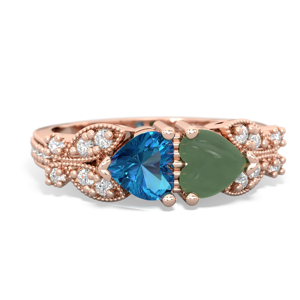 London Topaz Diamond Butterflies 14K Rose Gold ring R5601