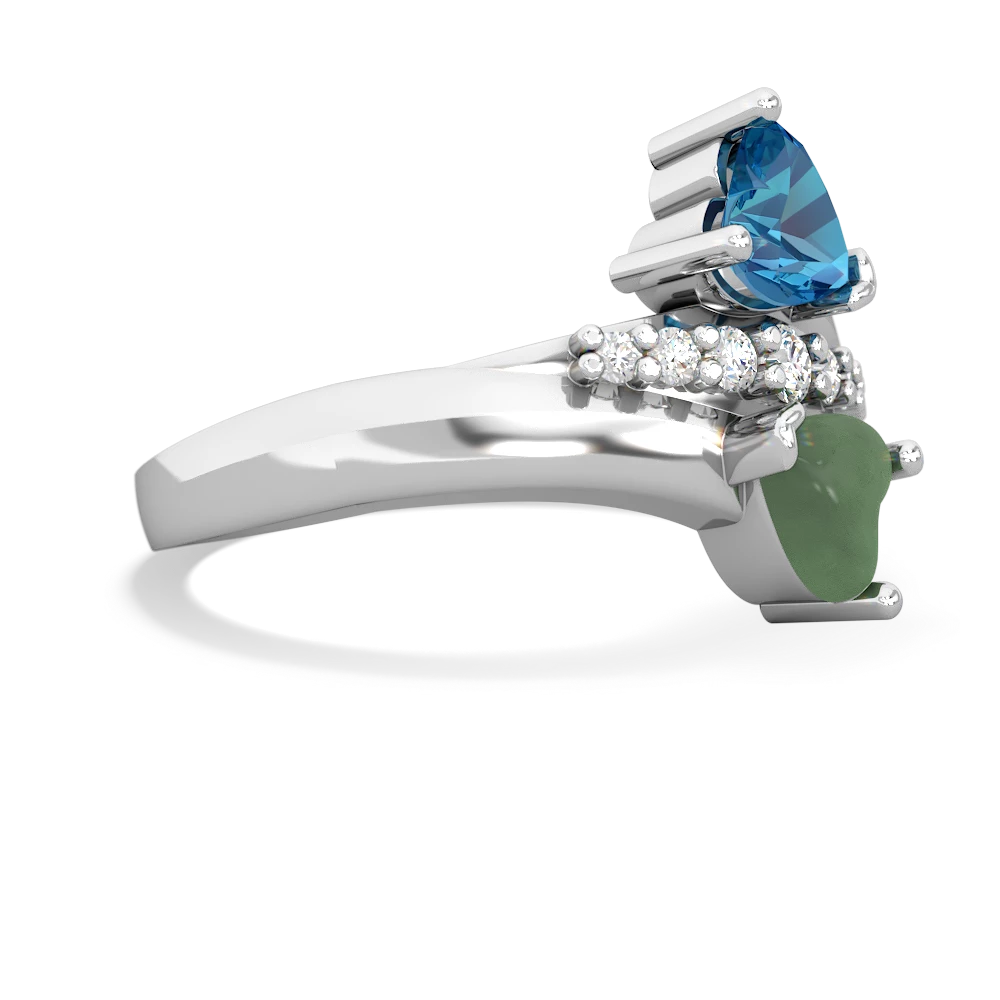 London Topaz Heart To Heart 14K White Gold ring R2064