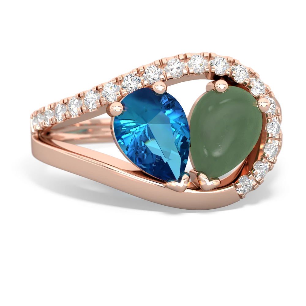 London Topaz Nestled Heart Keepsake 14K Rose Gold ring R5650