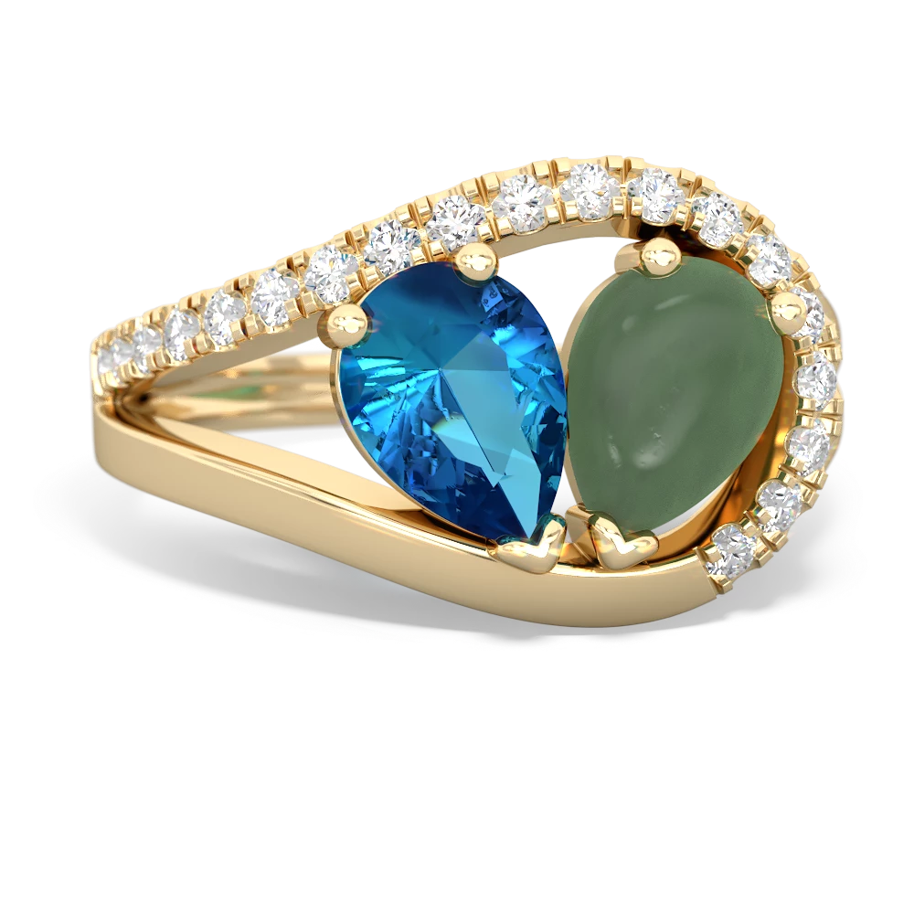 London Topaz Nestled Heart Keepsake 14K Yellow Gold ring R5650