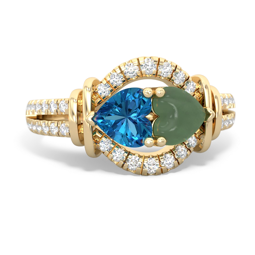 London Topaz Art-Deco Keepsake 14K Yellow Gold ring R5630